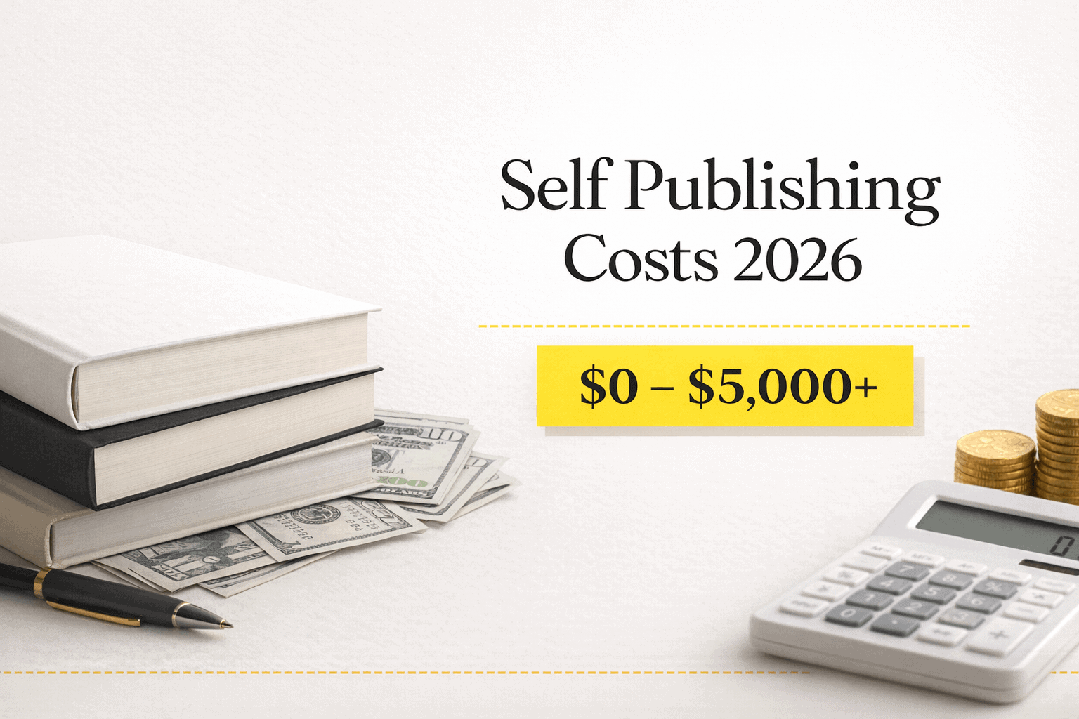 Self publishing cost breakdown 2026 showing $0 to $5,000+ budget range for authors